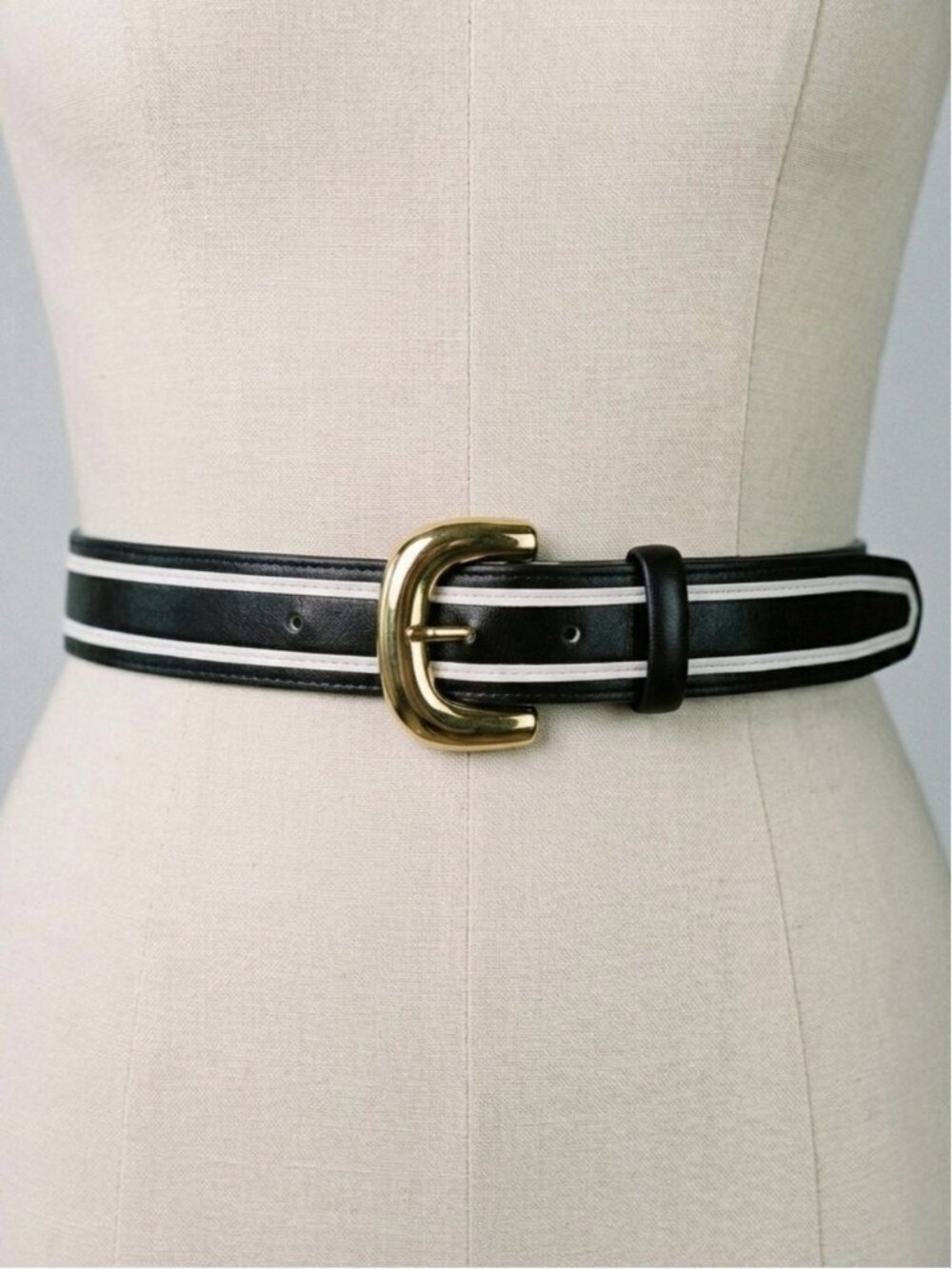 Vintage 80s Mondi Escada Leather Belt Size Small Black White Gold